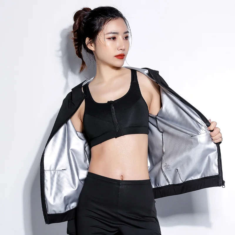 Women Zipper Bodybuilding Coat for Weight Loss Workout Slimming Exercise Fitness Gym Sweat Sauna Suit