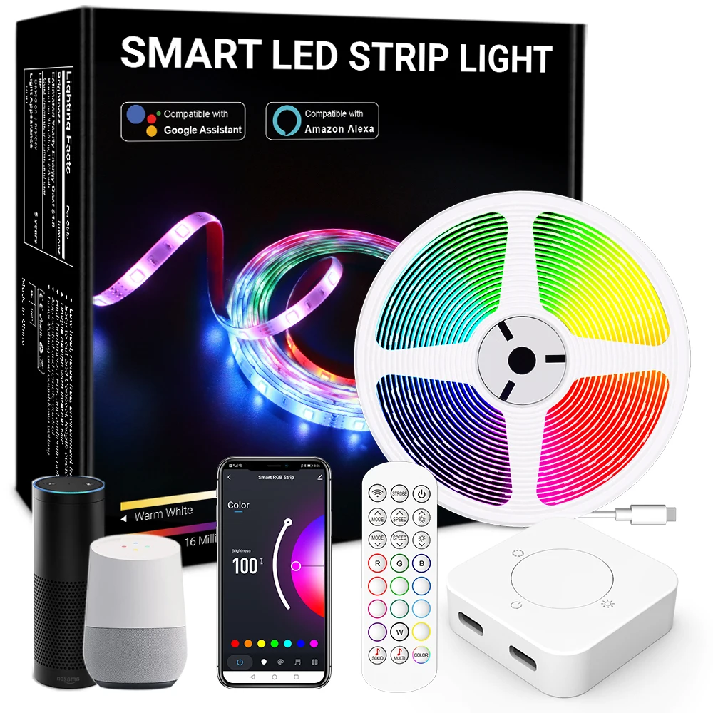 Amazon hot selling color changing smart wifi led strip lights 5m 10m 15m 20m with remote control  for home decoration