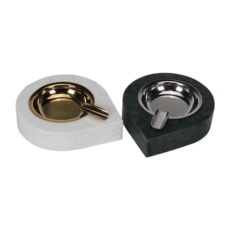 Nordic Light luxury natural marble metal ashtray creative luxury atmosphere Hotel Villa business gift ashtray