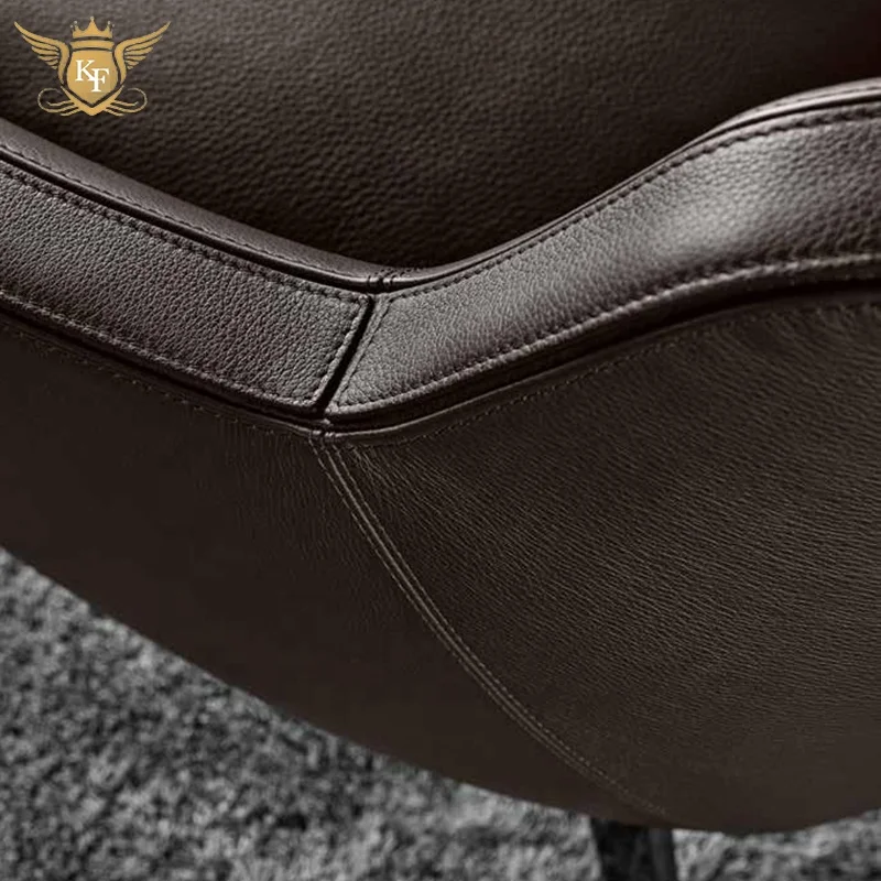 Modern Design Living Room Furniture Leather Sofa Accent Chair Nordic Lounge Armchair Hotel Lobby Hall Leather Leisure Chair