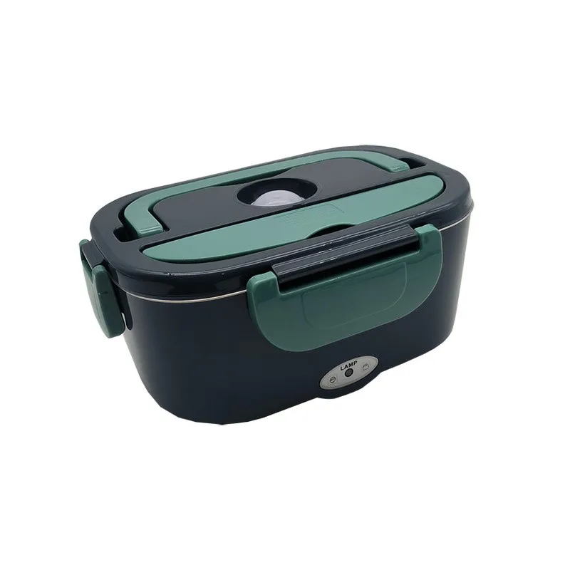 Electric Lunch Box with 2 compartments Inner for Car Truck 110V/220V/12V/24V Food Warmer Stainless Steel Container