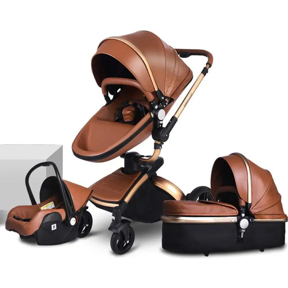 360 Degree Rotation Plus sunroof Black Four Wheel Luxury 3 in 1 Folding Baby Stroller