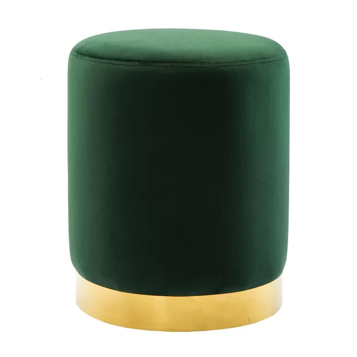 
Home Furniture Golden Metal Base Stool Modern Interior Velvet Pouf Moroccan 