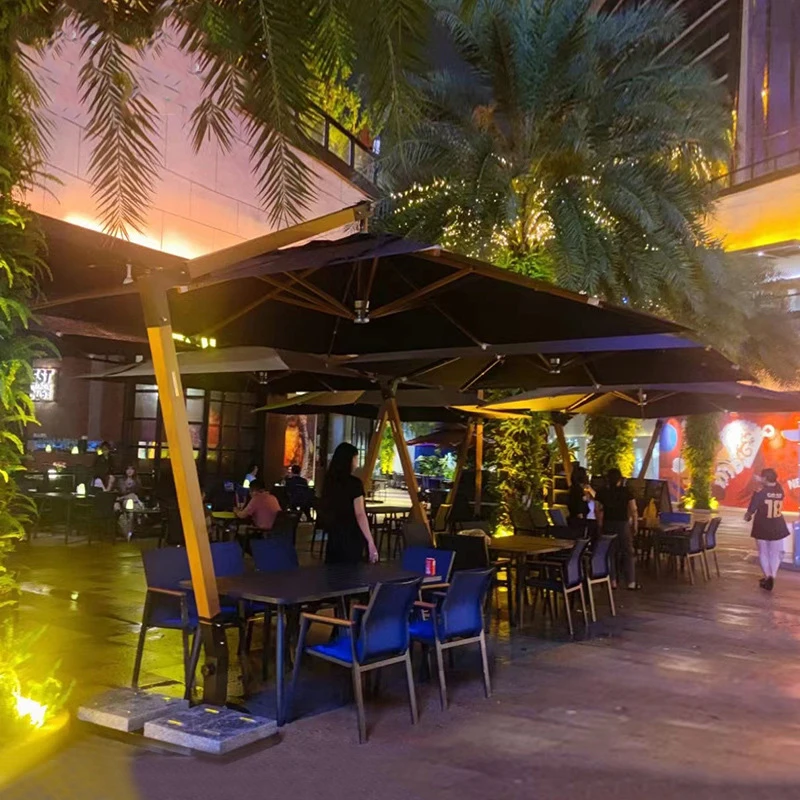 Aluminum cantilever patio custom commercial design parasol crank side pole garden sun patio beach outdoor umbrella