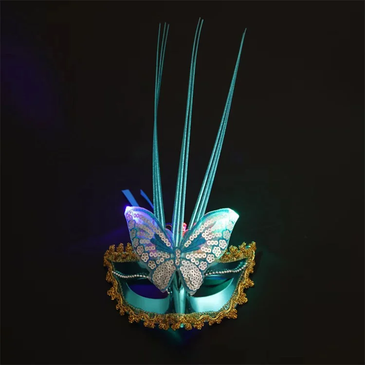 Custom LED flashing lights mask luminous butterfly drizzle  mask for Halloween party masquerade Princess mask