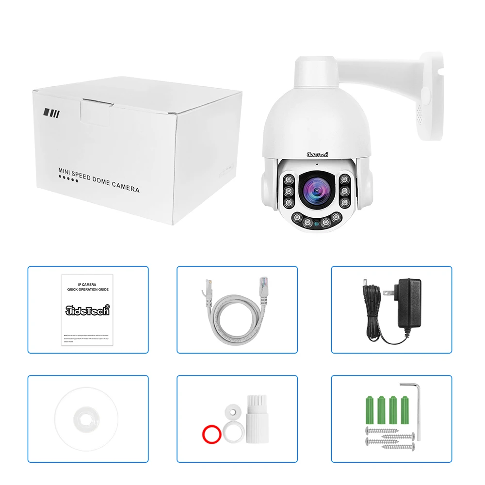 JideTech 4X Optical Zoom POE CCTV Camera 360 Degree Two Way Audio Automatic Tracking IP Camera POE 5MP
