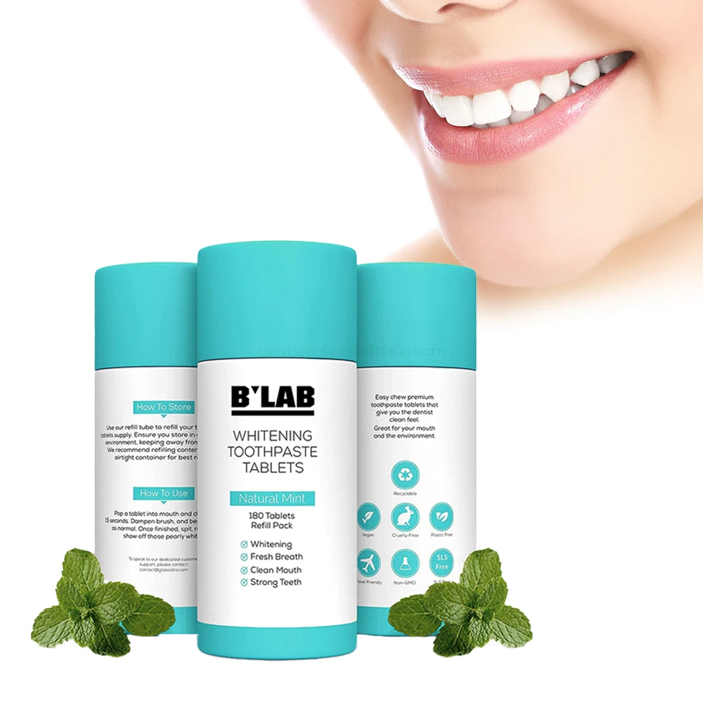 OEM ODM Natural Flouride Free Mouthwash Tablets Travel and Hotel  Sensitive Teeth Hydroxyapatite Whitening Toothpaste Tablets