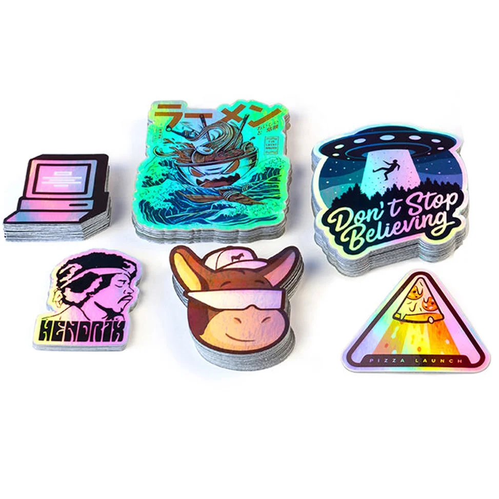 Customized  Label Holographic Sticker Rainbow Effect Custom Hologram Sticker