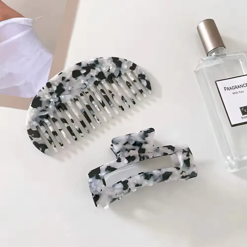 LIFENG wholesale 2Pcs/set Tortoiseshell Acetate Anti-Static Comb and Hair Claw clip For Women Hair Product