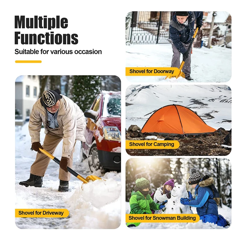 Free Sample Portable Lightweight Aluminum Utility Snow Shovel Collapsible Mud Snow Removal Shovel Spade