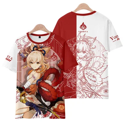 Аниме одежда mihoyo-u игра genshin ударопрочная футболка kazuha yoimiya фигурка Косплей