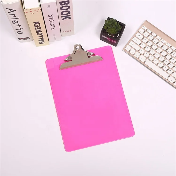 
Hot sale A4size colorful PS transparent colorA4 clip writing board Strong Graduated Clip Board 