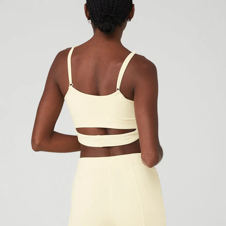 Custom Womens Spaghetti Straps Padded Yoga Bra Workout Crop Tank Tops Longline Sports Bras