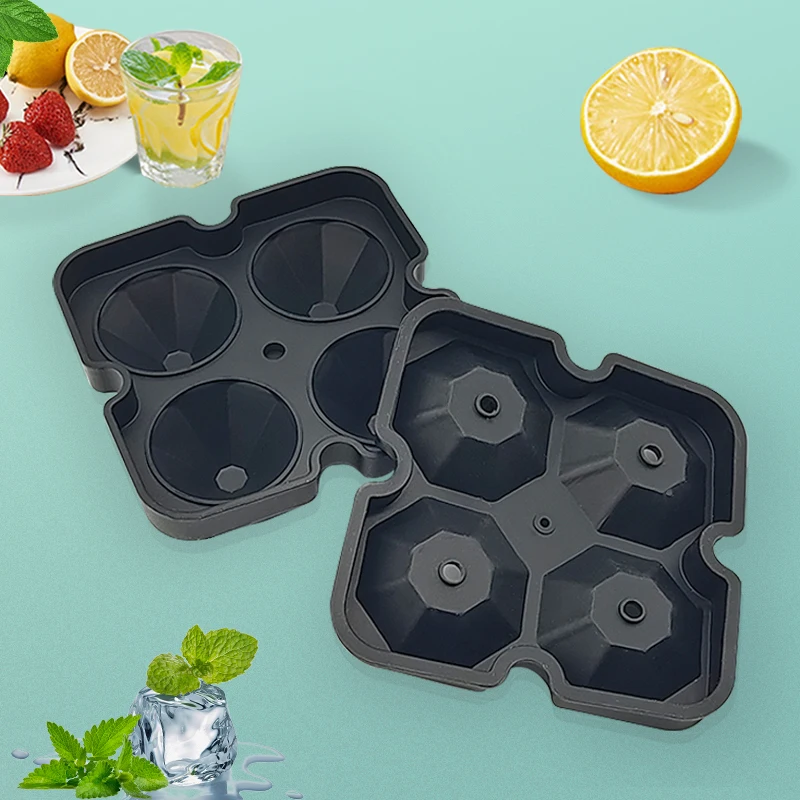2022 Custom BHD Wholesale Custom Reusable Square Ice Molds Sphere Whiskey Round Ball Silicone Ice Cube Tray with Lid