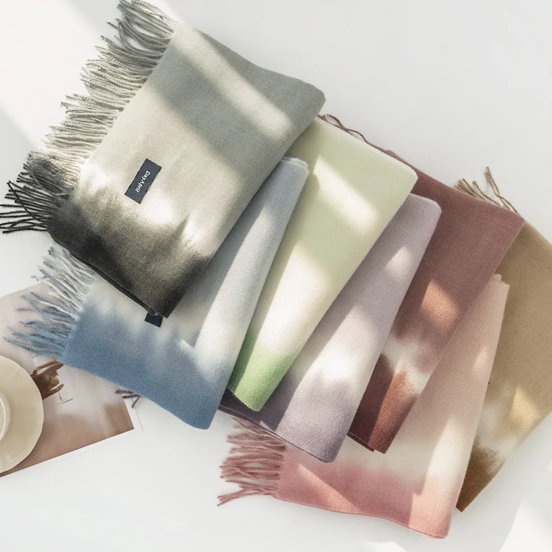 2023 new tassel scarf women warm candy solid color turkish cashmere pashmina shawl scarf