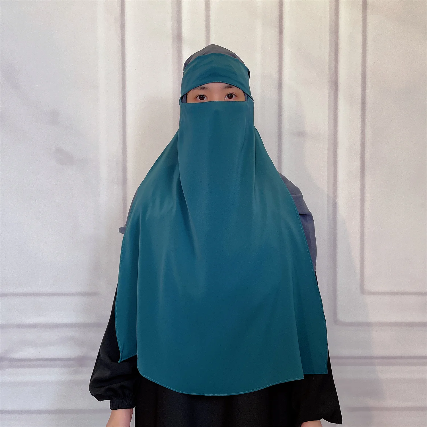 Wholesale Muslim Strap Mask Nida Face Modest Islamic Clothing Women Prayer Khimar Veil Cover Breathable muslim Prayer Hijabs