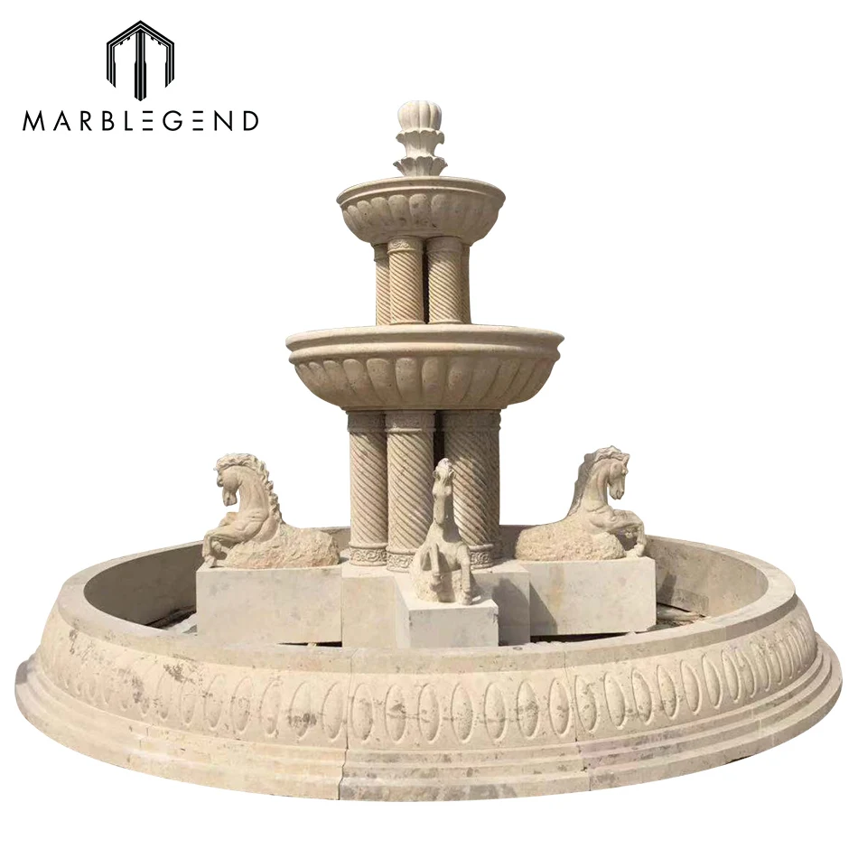 Китайская Фабрика PFM, уличные статуи лошадей, мраморный фонтан для виллы, проектный дизайн
