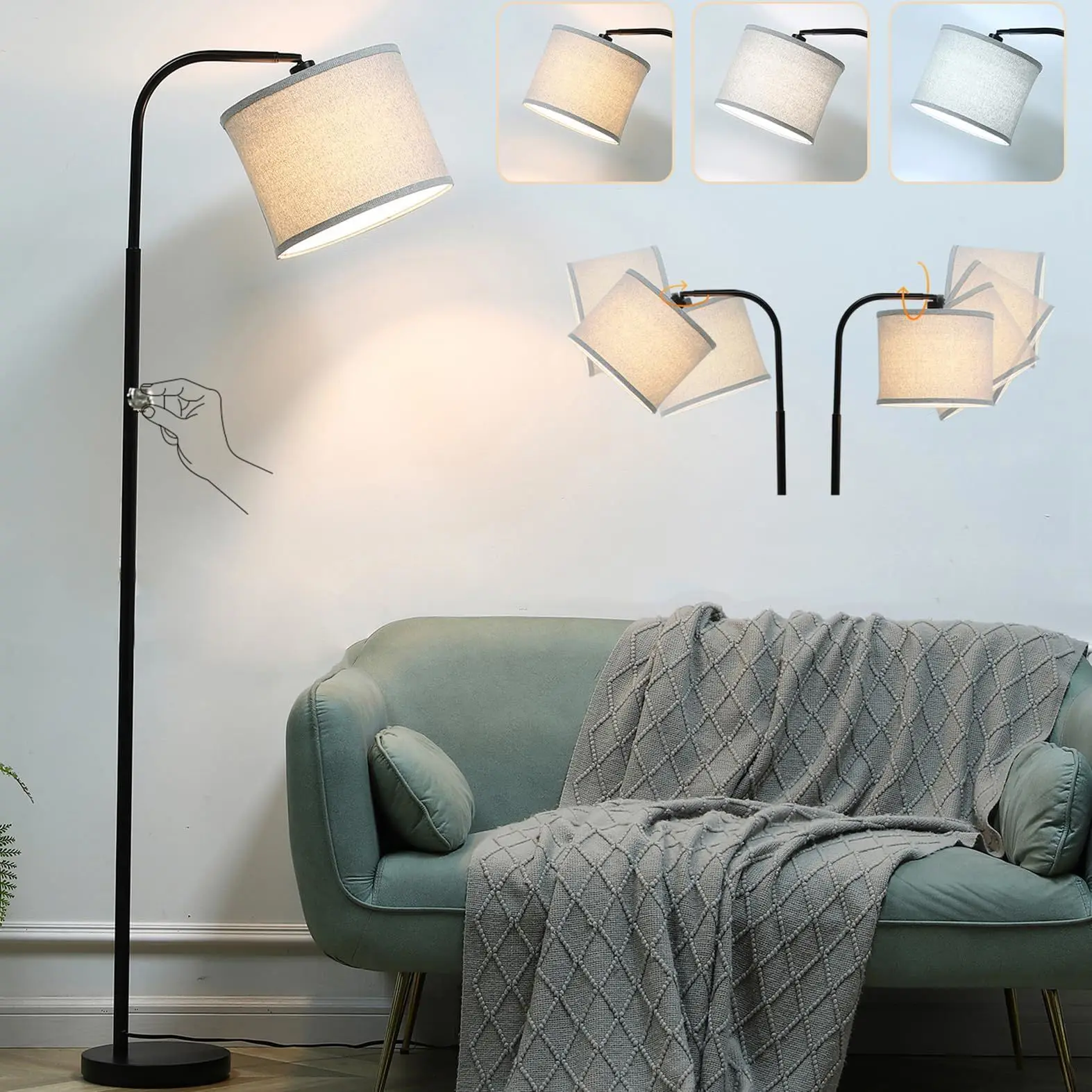 Современная Напольная Лампа с регулируемой лампой 3 CCT 9 Вт светодиодная лампа Классическая напольная