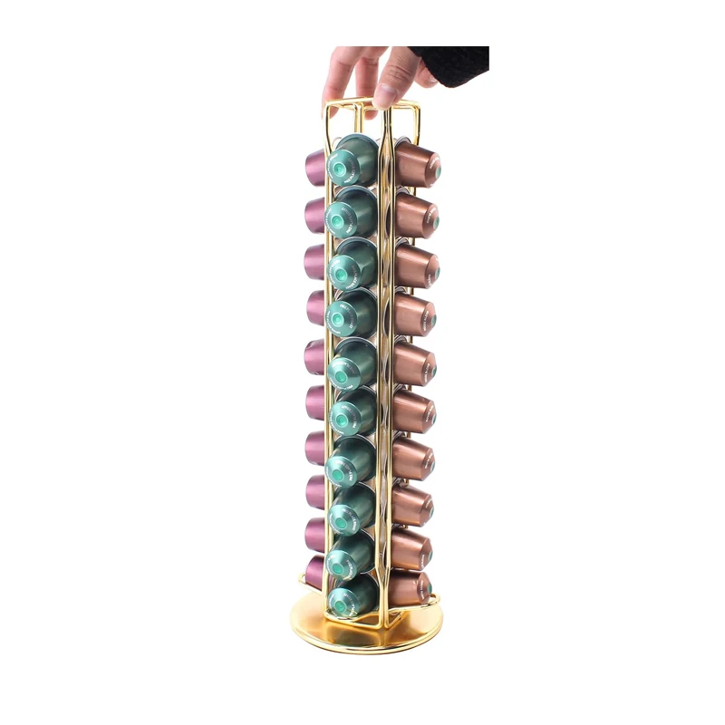 Coffee Pod Storage Organizer Rotating Nespresso Capsule Holder Holds 40 Capsules For Home Office Kitchen Coffee Pod Holder Stand