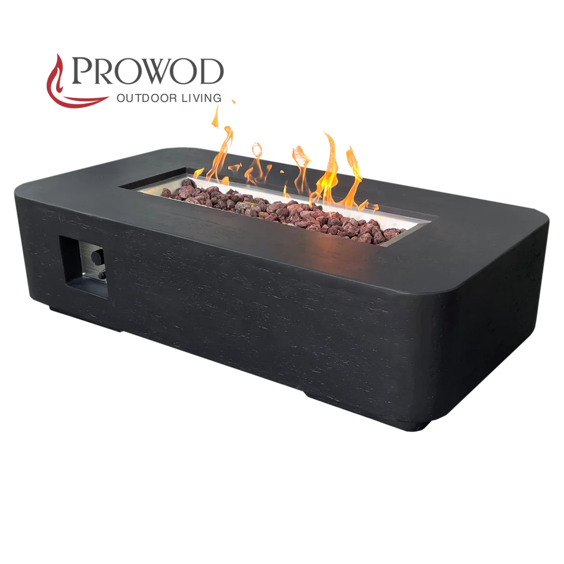 New Design Cast Concrete Smokeless Rectangle Gas Propane Fire Table for Outdoor Use