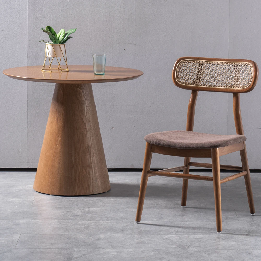 Hot new products for 2021 indoor rattan folding chair vintage wooden leather dinning chairs