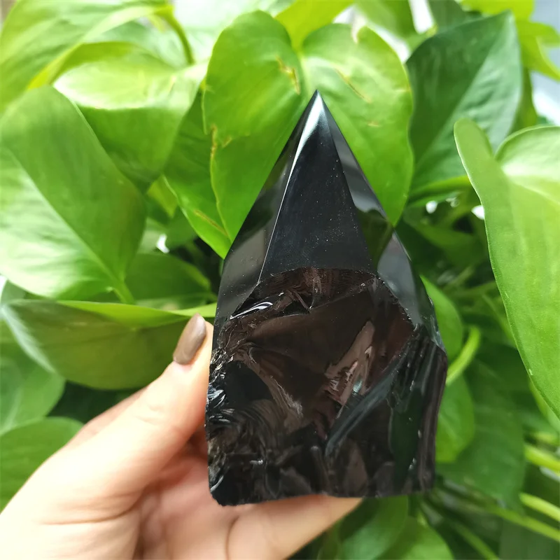 Wholesale Raw Stones Natural Black Obsidian 6.5cm Crystal Raw Polished Tower for Feng Shui