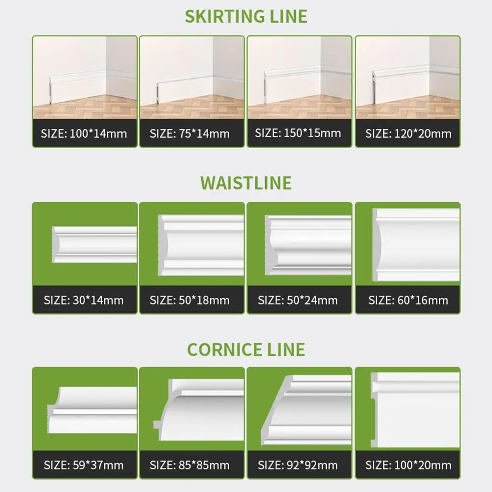 ps foam charcoal polystyrene wainscoting white waterproof bathroom polystyrene self adhesive skirting frame line board