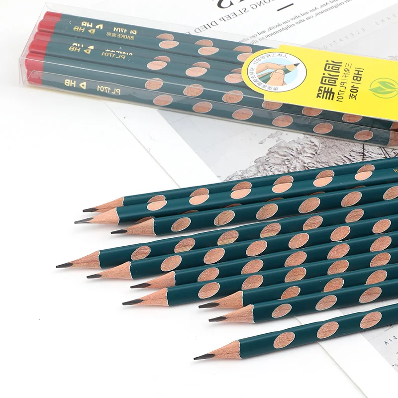 10 PCS Packing Triangle Shape Wooden Barrel HB Pencil