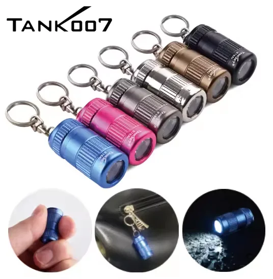 Tank007 Small Custom Logo FlashLight Mini Keychain Flashlight OED ODM LED Torch Light Powerful Finger Torch Aluminum Flashlight