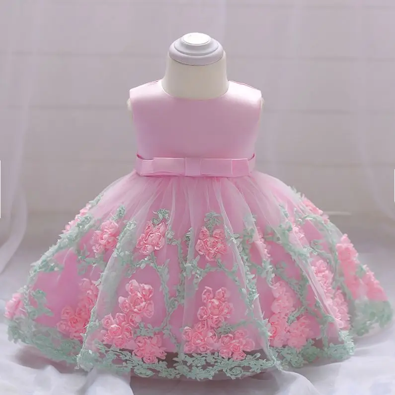 Hot Selling Pretty Baby Frock 12 Month 1 Year Old Girl Clothes First Birthday Cute Flower Party Dress L1845XZ
