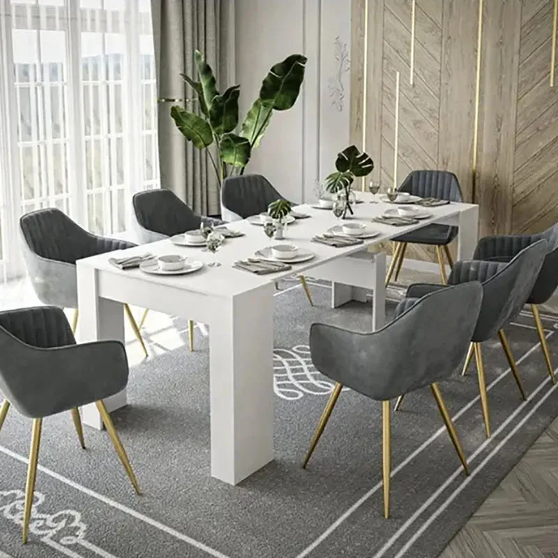 New Design Extendable Dining Table Convertible Large Table Wood For Tiny Houses
