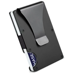 RFID Carbon Fiber Mens Wallet with Money Clip, Minimalist Credit Card Holder, slim aluminum wallet for Men