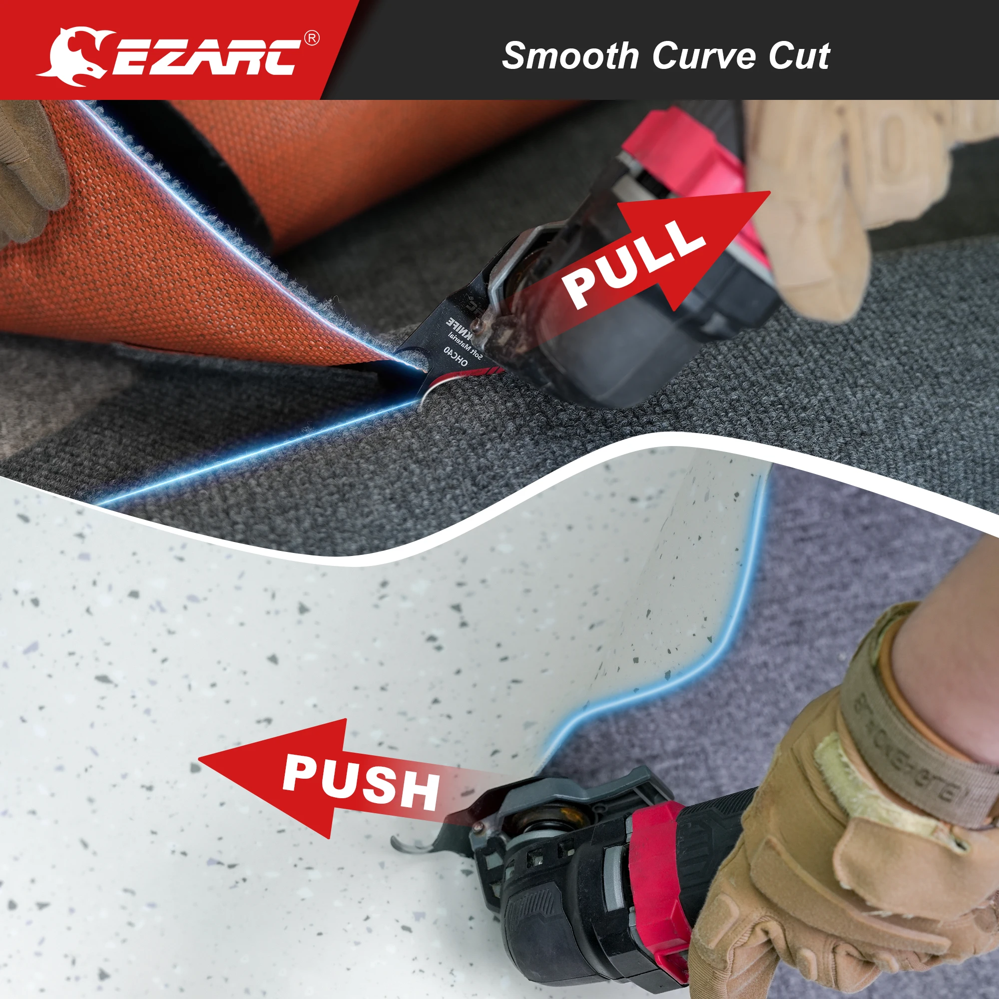 EZARC Oscillating Multi tool Hook Knife Blade, 3PCS Multitool Saw Blades for Cutting Soft Materials Roofing Shingles, PVC Carpet