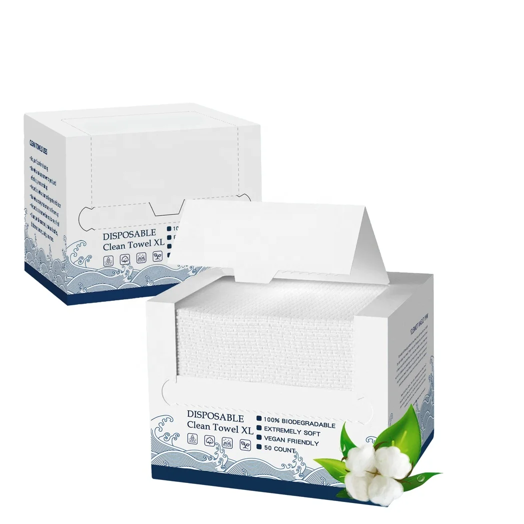 Disposable Biobased Face Towelette Facial Washcloth Makeup Remover Dry Wipes Ultra Soft, 50 Ct per Pack Face Towels