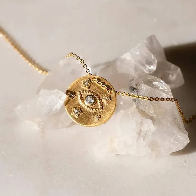 Vintage diamond star gold plated s925 sterling silver necklace moon and star diamond necklaces