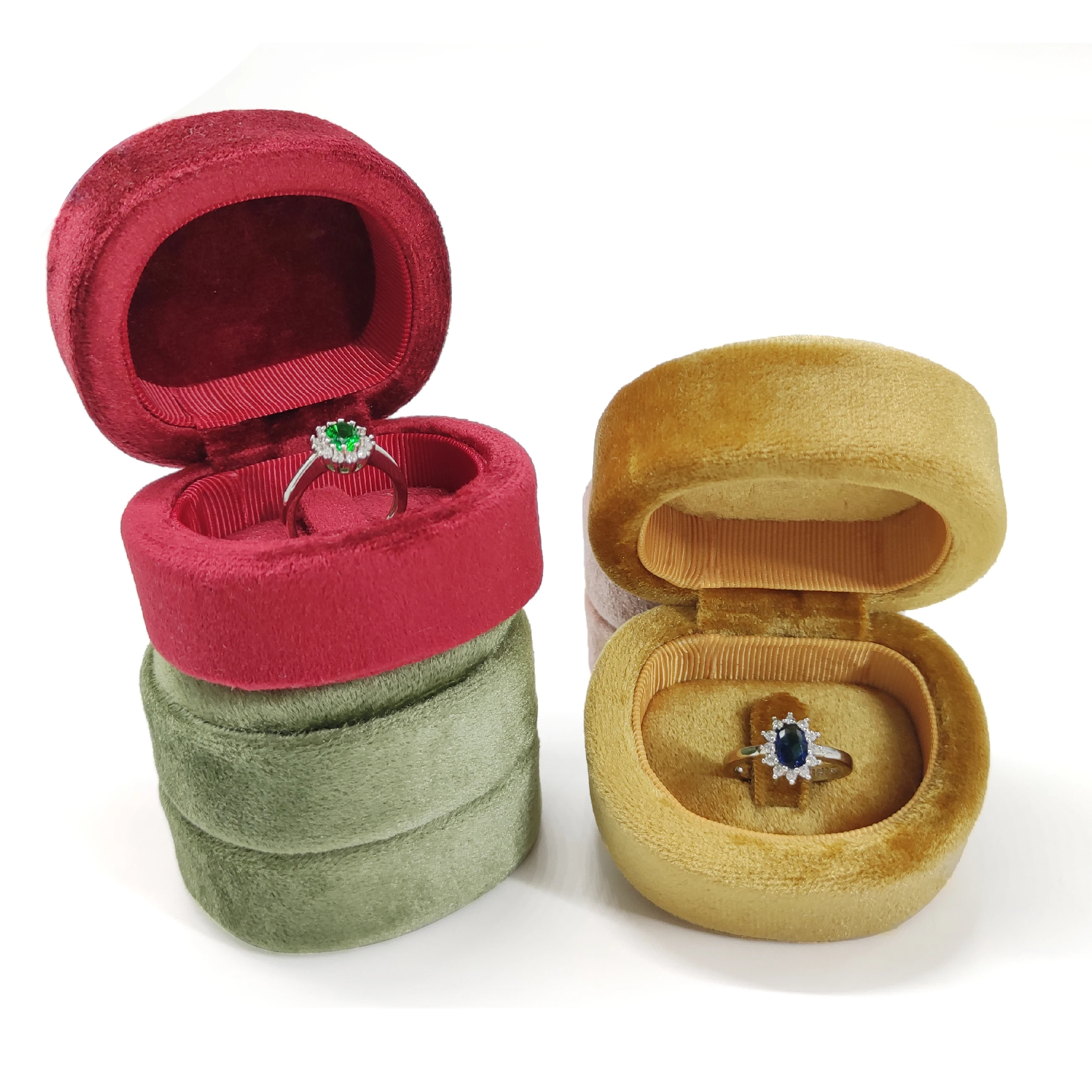 D - shaped velvet ring box single ring luxury ring box jewelry customization wholesale Spot fashion velvet jewelry box