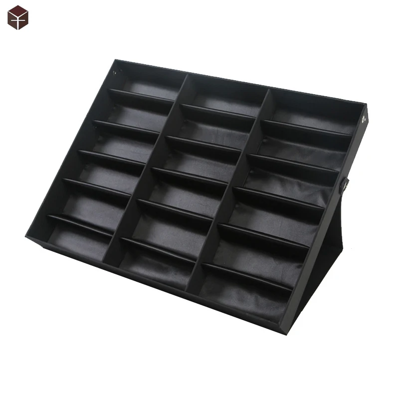 Wholesale 18 Slots Sunglasses Display Boxes Holder Eyewear Display Stand custom logo Eye Glasses Storage Box Cabinet