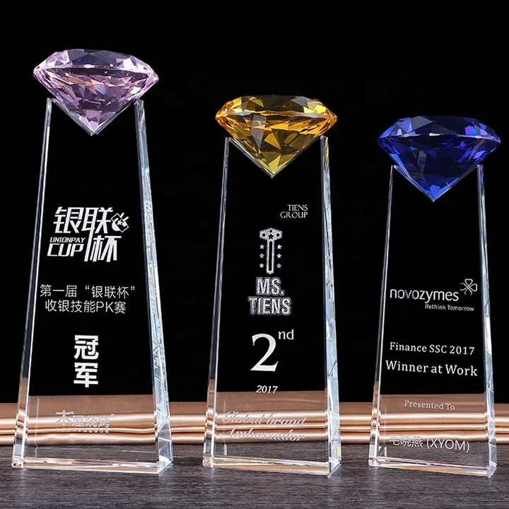 Cheap Wholesale simple square blank clear black design crystal glass trophy awards custom logo crystal trophy award