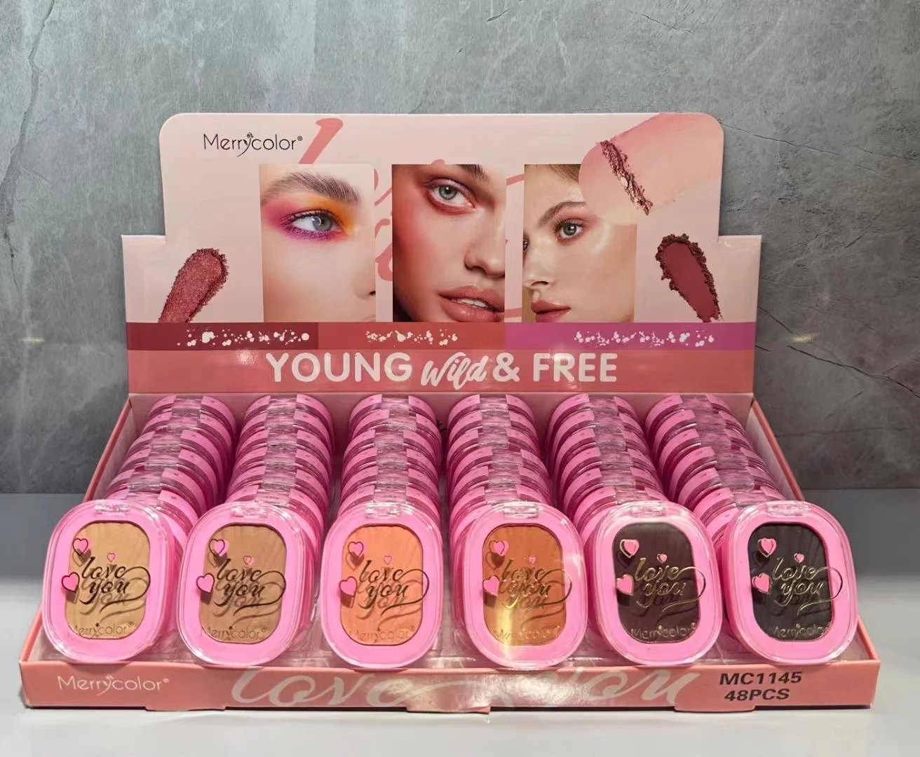 Merrycolor Custom 6 color matte nude eyeshadow pallette private label cosmetics makeup 48 pc palette eye shadow pallet