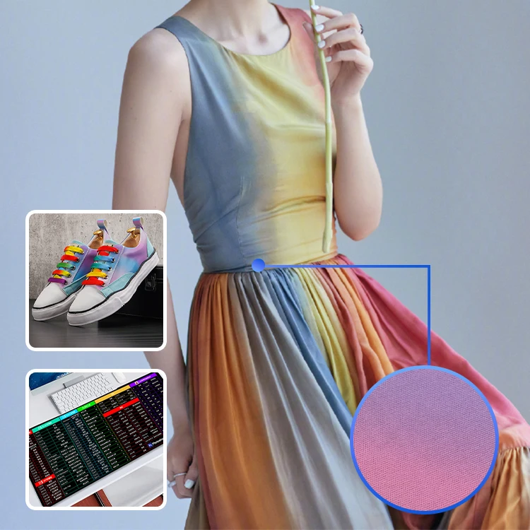 Recycle Tulle Fabric for Wedding Dress Rainbow Transparent Gradient Fancy Soft Knitted 100% Nylon Upholstery Fabric Tricot Dyed