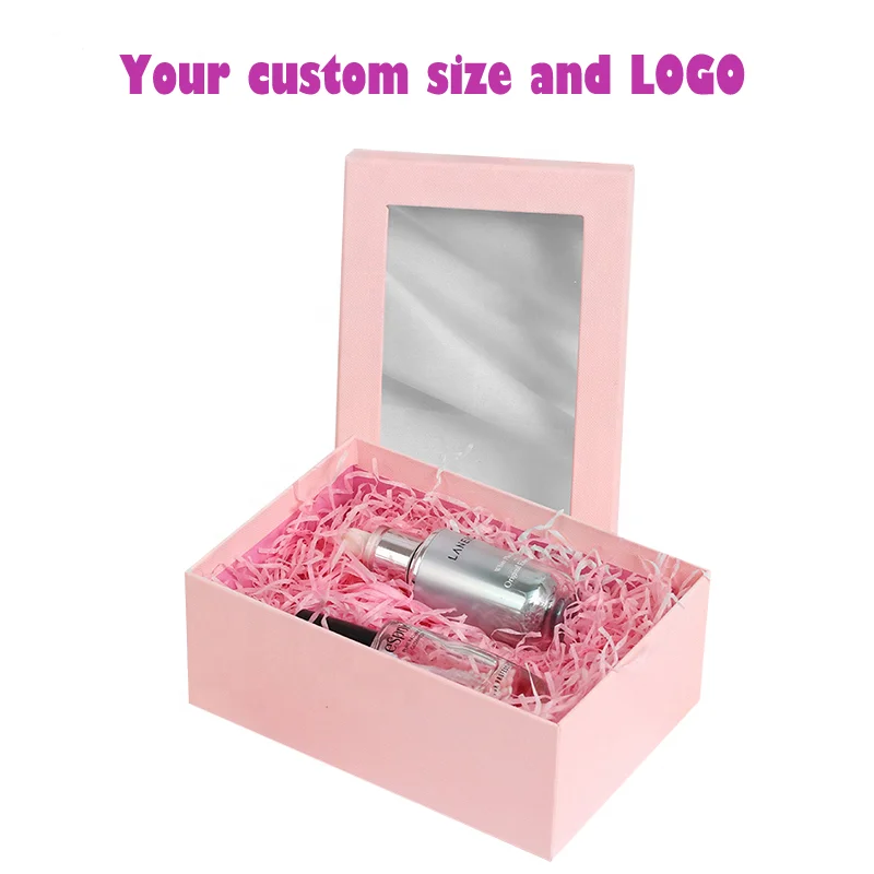 Custom Transparent Front Gift Box PVC Lid clothes scarf towel packaging folding Kraft Paper Packaging Corrugated Boxes With Wind