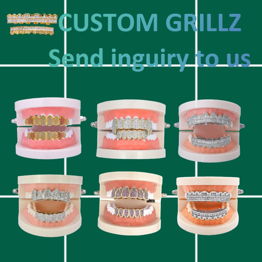 Custom VVS Moissanite Lab Natural Moissanite Hip Hop Teeth 925 Silver Grillz Diamond Teeth