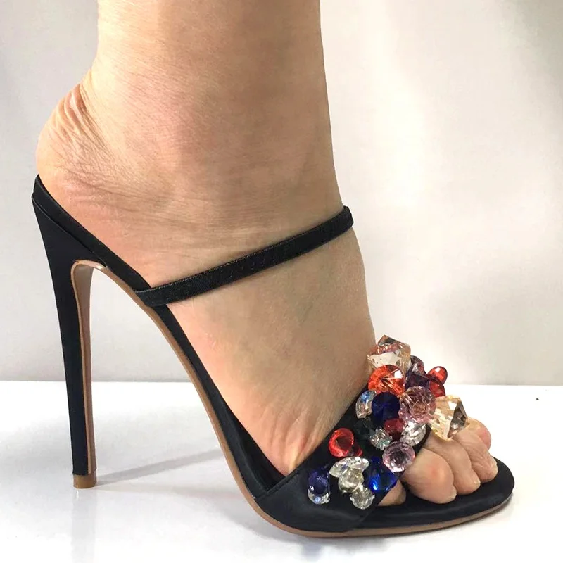 China shoe factory directly sell fashion crystal rhinestone women high heel party shoes hot sale ladies sandals