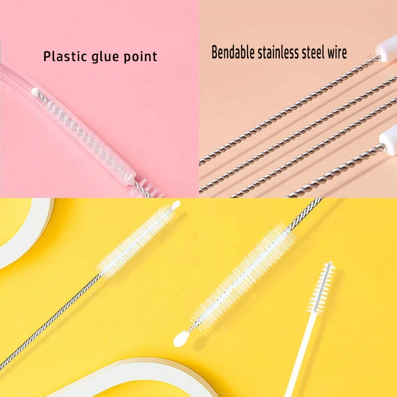 High Quality Flexible Straw Brush Nylon Flectional Glass Drinking Stainless Steel Brush Pipe Cleaner Tube Brush to Clean Straw