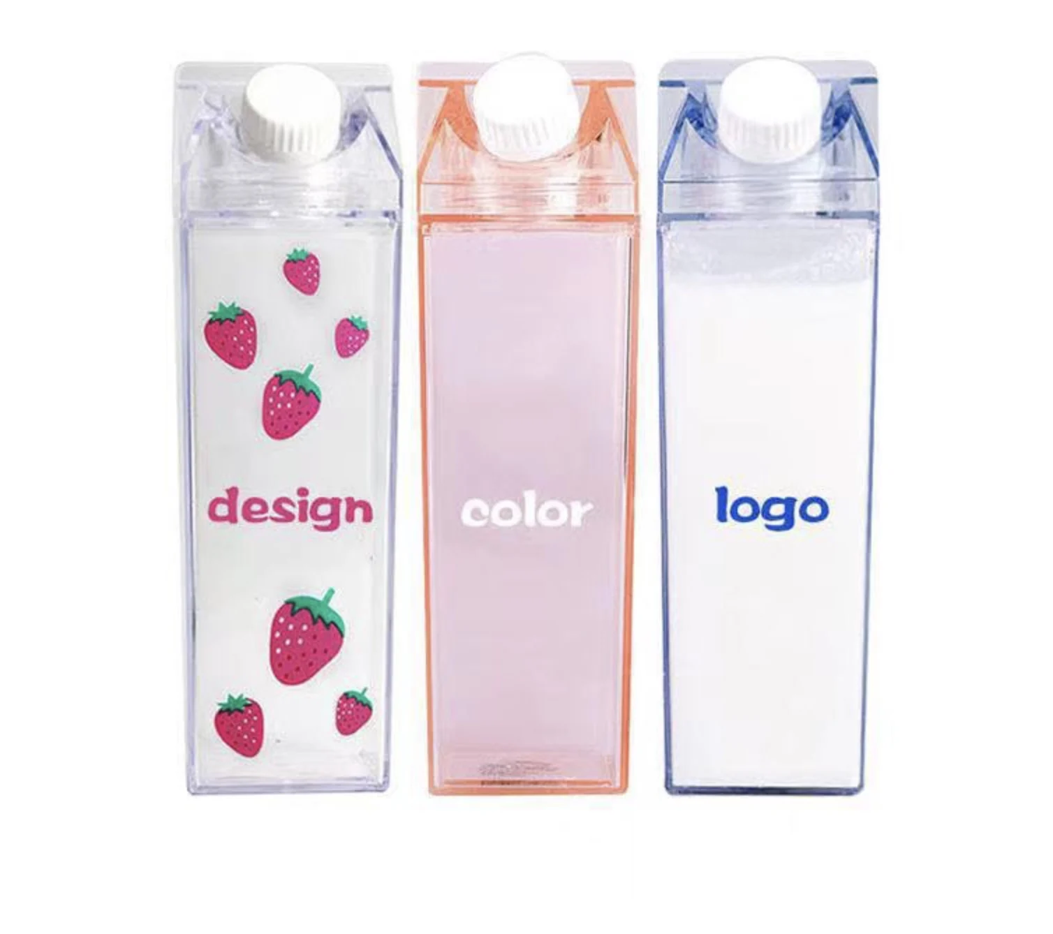 New Product Transparent Clear Milk Carton Bottles Sports Square Plastic Water Bottle