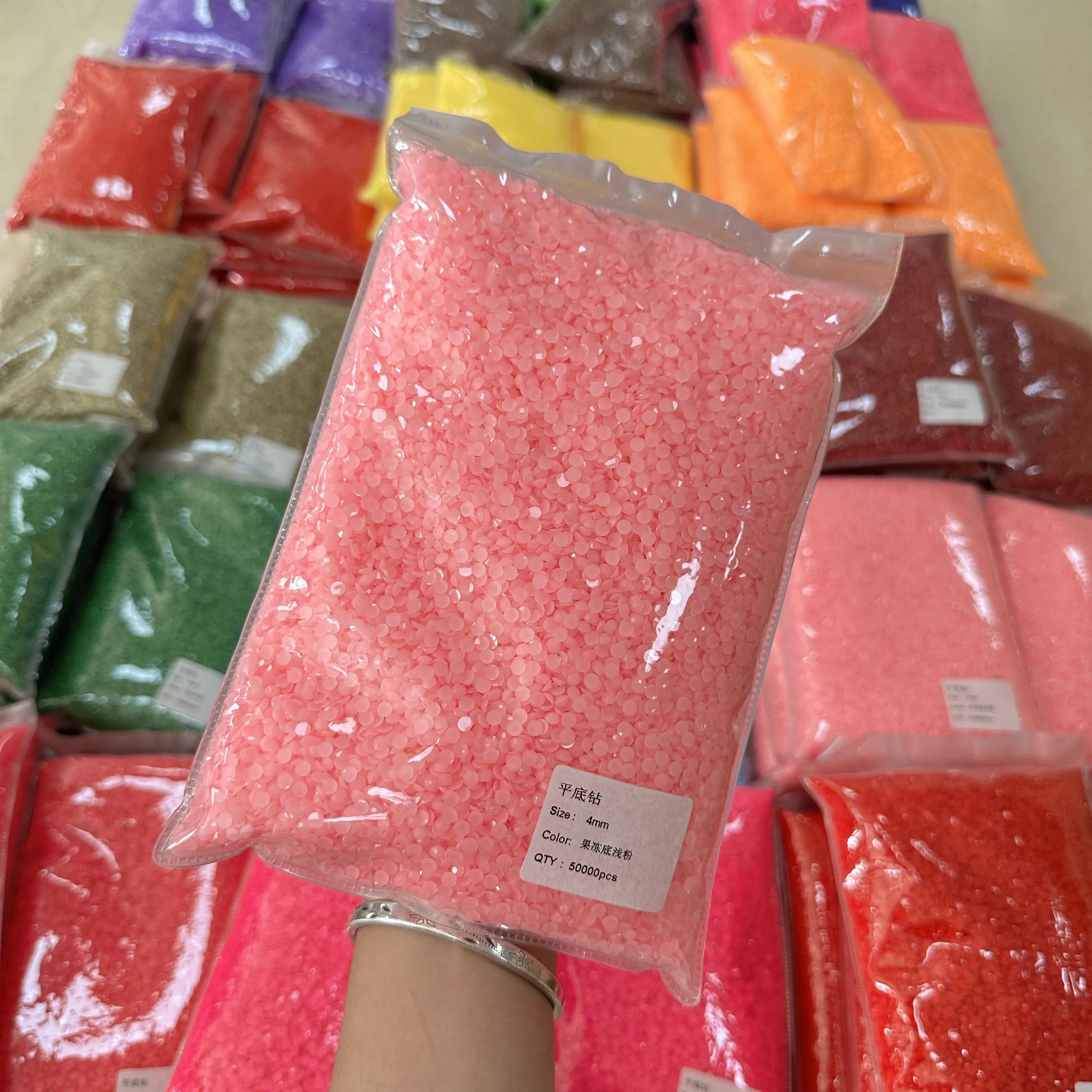 WHATSTONE 3mm 4mm 5mm Non Hotfix Resin Round Crystal Stones Solid Jelly Ab Flatback Resin Rhinestone For Diy Craft Decoration