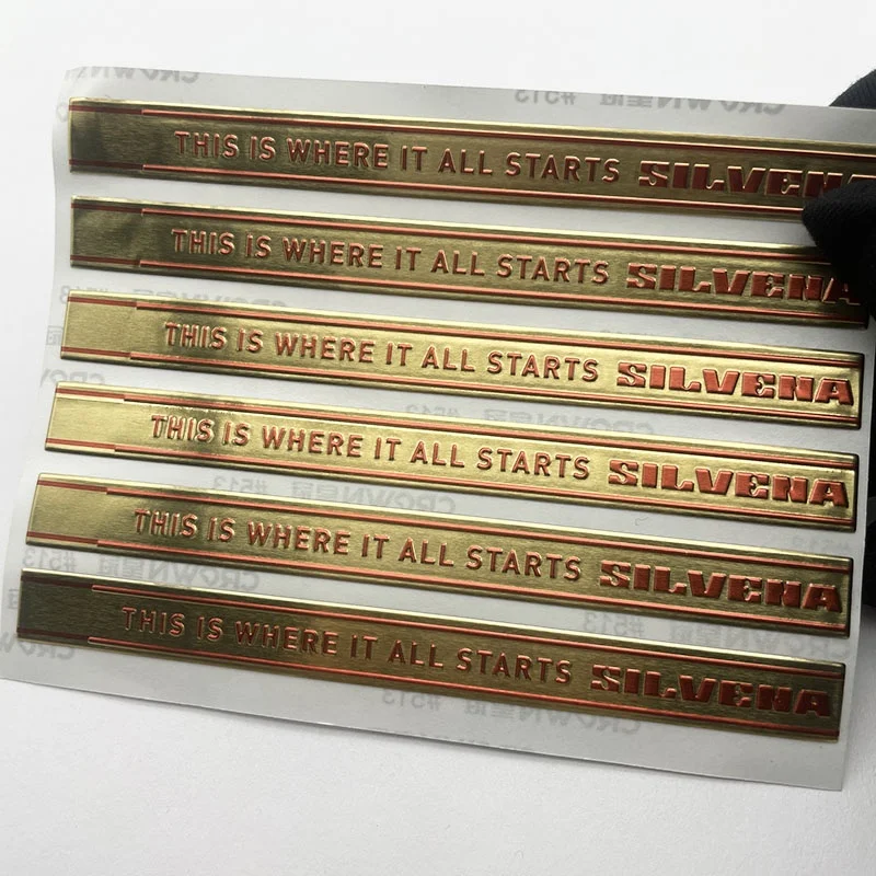 Custom luxury metallic embossed logo glass bottles sticker self-adhesive gold stamping soft aluminum foil label