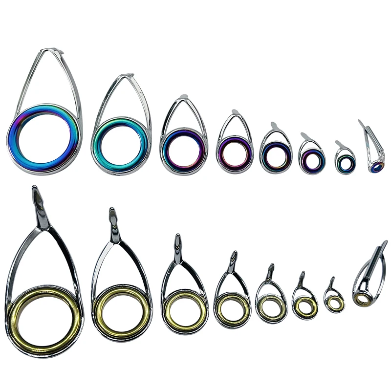 TAKEDO TN75-1 5sets Spinning Medium Fishing Rod Guide StainlessSsteel Bracket Ceramics Rings DIY Fishing Rod Accessories