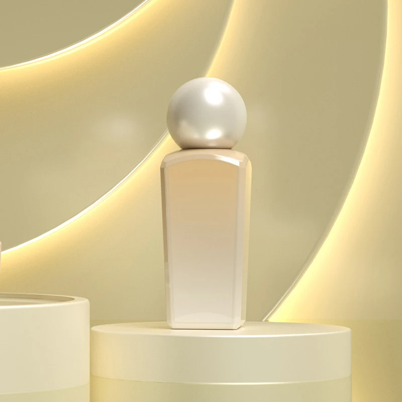 Empty Refillable Pearl light white Glass Cosmetic Containers Cream Jar Lotion Bottle Egg-shaped lid