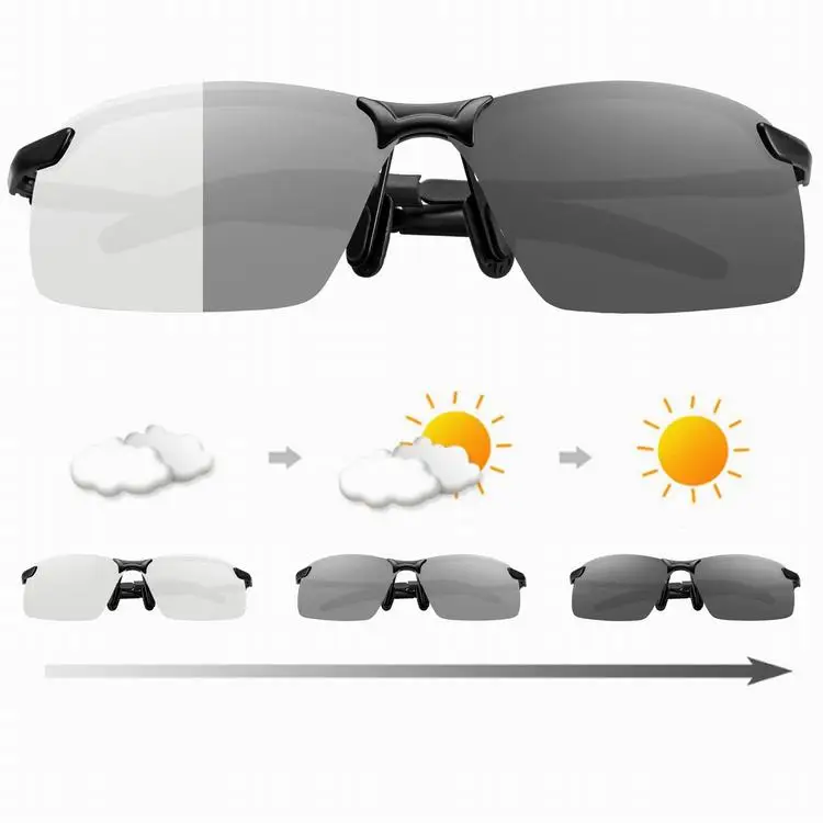 
3043 Fashion Cycling Driving Change Color Alloy Frame Glasses Photochromic Lens Polarized Men Sunglasses 